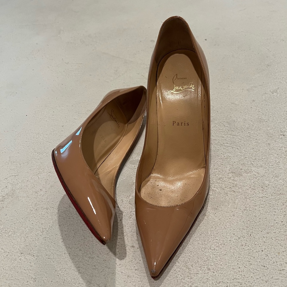 Christian Louboutin Tan Patent Leather Heels